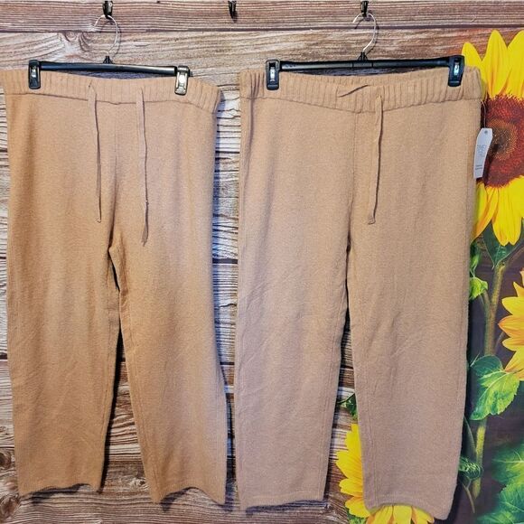 Time & Tru set of (2) sweater pants Women's XL Camel NWT - Picture 1 of 10